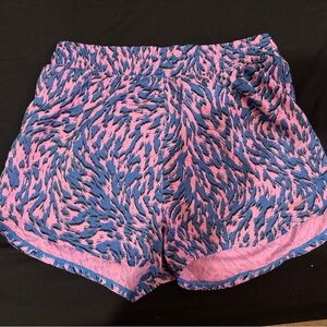 Nike Pink and Blue Patterned Athletic Shorts